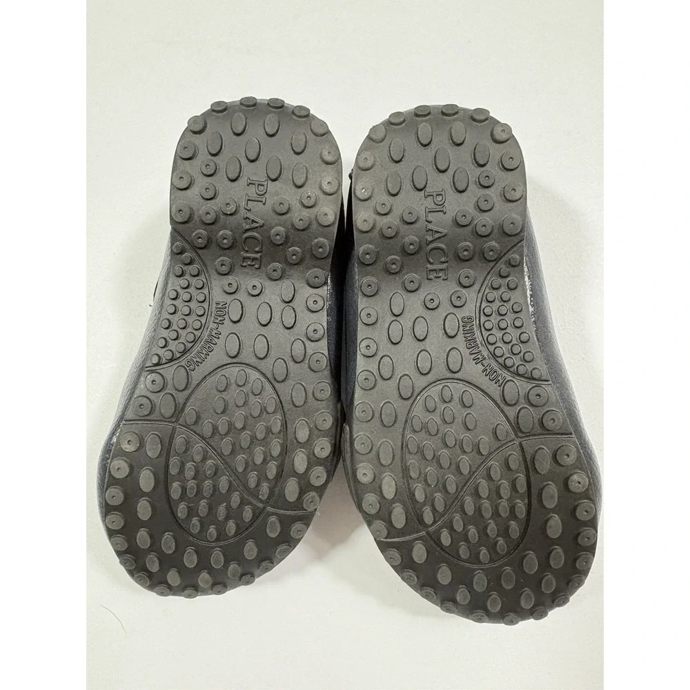 The Children's Place Boys Navy Blue Faux Leather Slip On Loafers Dress Shoes 8T